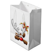 Reindeer Puzzled Funny Kerstpersonage Medium Cadeauzakje (Voorkant Gekanteld)