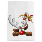 Reindeer Puzzled Funny Kerstpersonage Medium Cadeauzakje (Achterkant)
