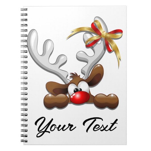 Reindeer Puzzled Funny Kerstpersonage Notitieboek (Voorkant)