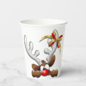Reindeer Puzzled Funny Kerstpersonage Papieren Bekers (Achterkant)