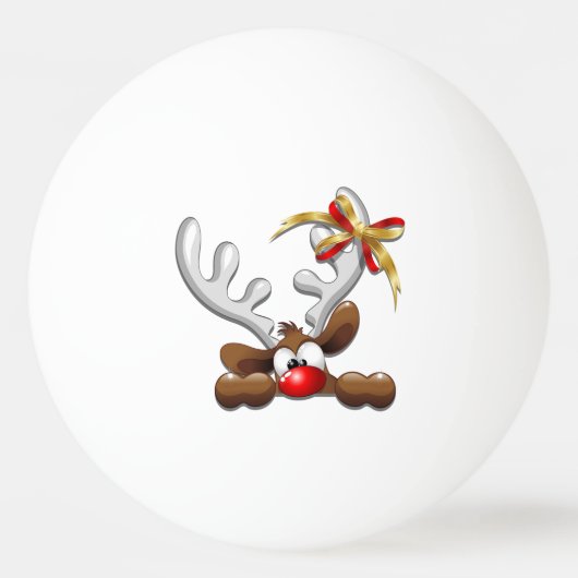 Reindeer Puzzled Funny Kerstpersonage Pingpongballen (Achterkant)