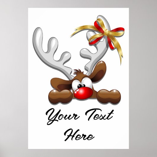 Reindeer Puzzled Funny Kerstpersonage Poster (Voorkant)
