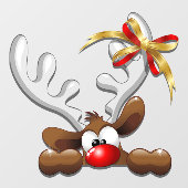 Reindeer Puzzled Funny Kerstpersonage Raamsticker (Vel)
