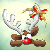 Reindeer Puzzled Funny Kerstpersonage Raamsticker (Vel 3)