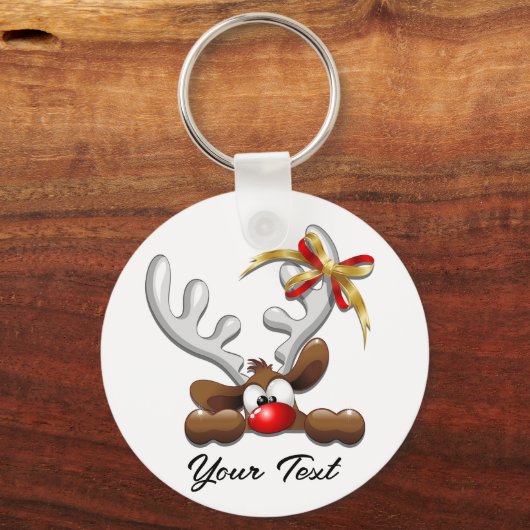 Reindeer Puzzled Funny Kerstpersonage Sleutelhanger (Achterkant)