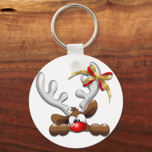 Reindeer Puzzled Funny Kerstpersonage Sleutelhanger