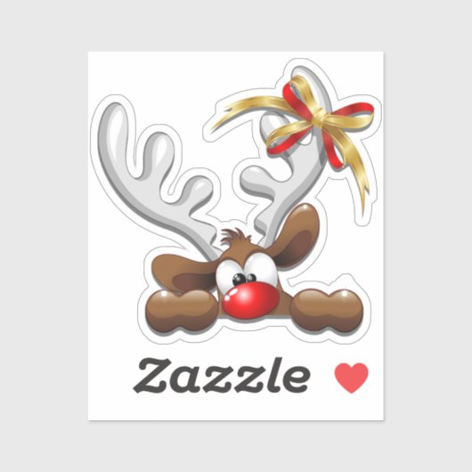Reindeer Puzzled Funny Kerstpersonage Sticker (Vel)
