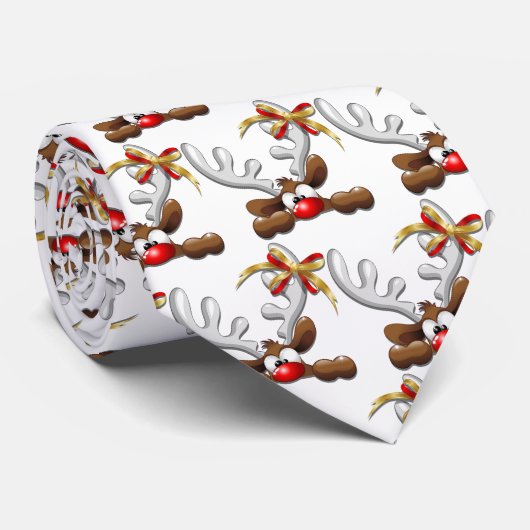 Reindeer Puzzled Funny Kerstpersonage Stropdas (Opgerold)