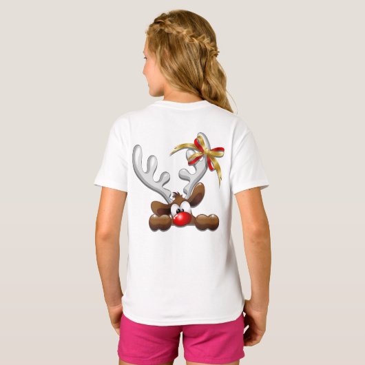 Reindeer Puzzled Funny Kerstpersonage T-shirt (Achterkant volledig)