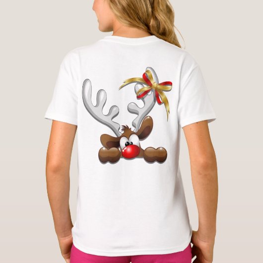 Reindeer Puzzled Funny Kerstpersonage T-shirt (Achterkant)