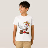 Reindeer Puzzled Funny Kerstpersonage T-shirt (Voorkant volledig)