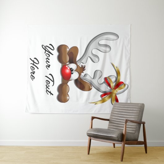 Reindeer Puzzled Funny Kerstpersonage Wandkleed (In Situ (horizontaal))