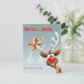 Reindeer Rudolph christmas fun wishes Postcard Feestdagenkaart (Staand voorkant)