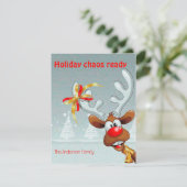 Reindeer Rudolph christmas fun wishes Postcard Feestdagenkaart (Staand voorkant)