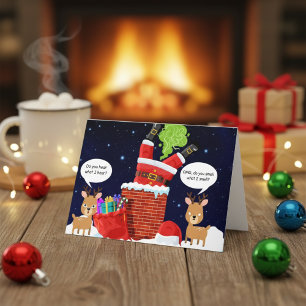 Reindeer’s Smelly Christmas Funny Cartoon Feestdagen Kaart