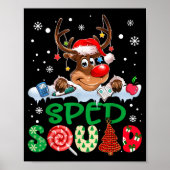 Reindeer Santa Hat Sped Squad Teacher Funny Christ Poster (Voorkant)