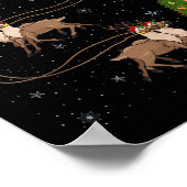 Reindeer Santa Sleigh Flying Funny Magical Christm Poster (Hoek)