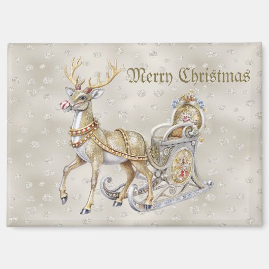 Reindeer Sleigh Holiday Magnet (Recto)