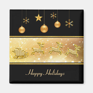 Reindeer Sleigh Holiday Magnet de Noël