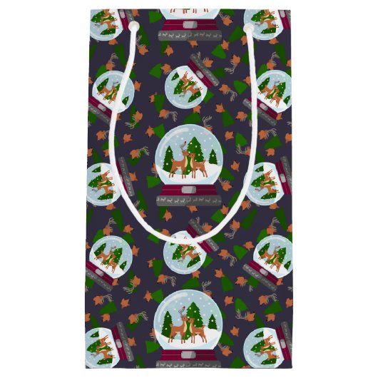 Reindeer Snow Globes Klein Cadeauzakje (Voorkant)