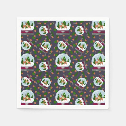 Reindeer Snow Globes Servet (Voorkant)