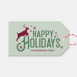Reindeer snowflake Christmas Holiday Tag Cadeaulabel