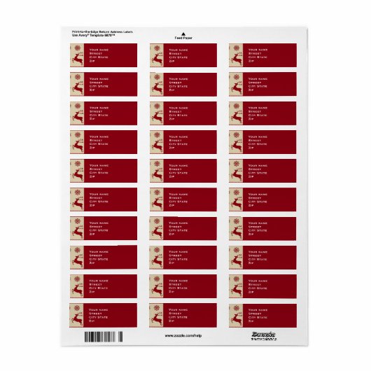 Reindeer Snowflake Return Address Label (Full Sheet)
