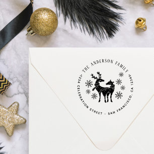Reindeer & Snowflakes, adres voor kerstretour Zelfinktende Stempel