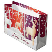 Reindeer Snowy Holiday Gift Bag Groot Cadeauzakje (Voorkant Gekanteld)