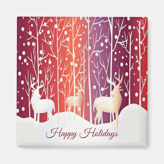 Reindeer Snowy Holiday Magnet (Devant)