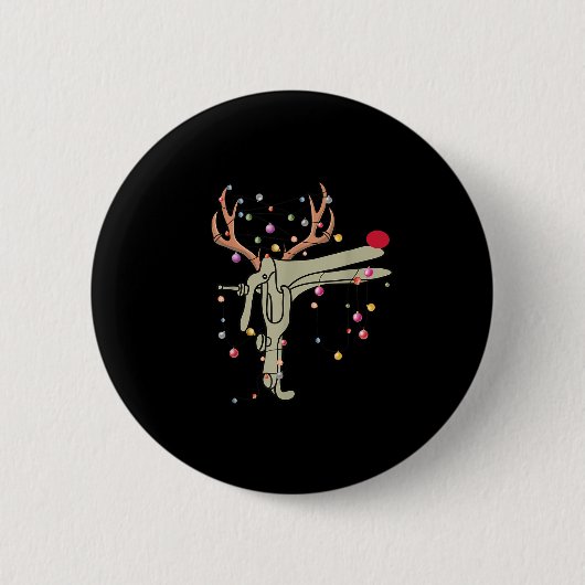 Reindeer Speculum Nurse Funny Christmas Obgyn Nurs Ronde Button 5,7 Cm (Voorkant)