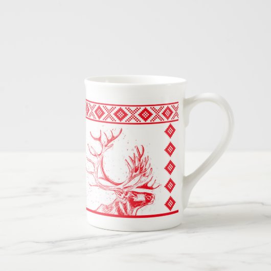 Reindeer Toile de Jouy Bone China Mug (Droite)