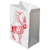 Reindeer Toile de Jouy Gift Bag Medium Cadeauzakje (Achterkant Gekanteld)