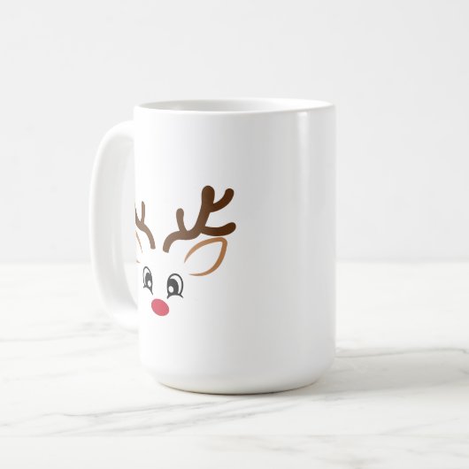 Reindeer Visage "Son" Café Mug Cup (Devant gauche)