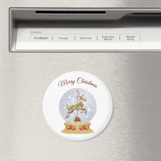 Reindeer Water Globe Magnet (In Situ (Lave-vaisselle))