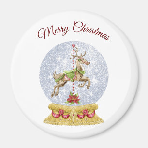 Reindeer Water Globe Magnet
