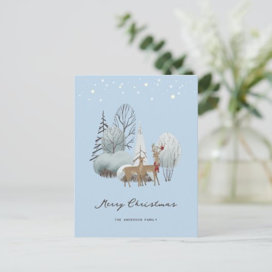 Reindeer Winter Scene Funny Joyeux Noël Carte (Debout devant)