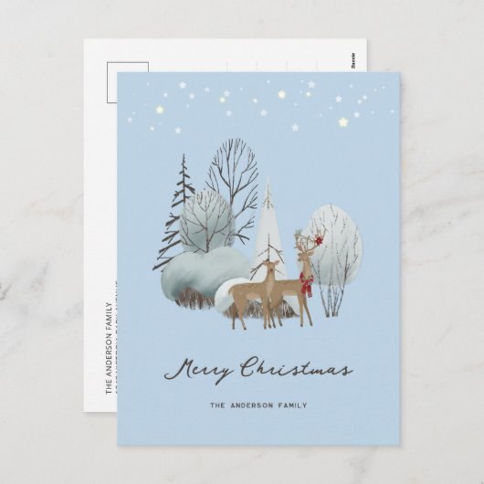 Reindeer Winter Scene Funny Joyeux Noël Carte (Devant / Derrière)