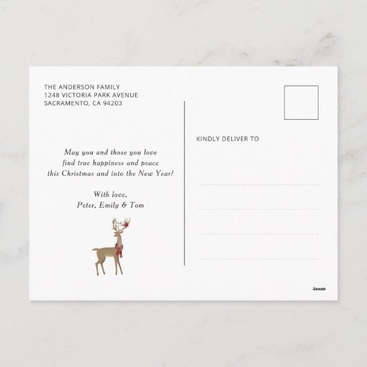 Reindeer Winter Scene Funny Joyeux Noël Carte (Dos)