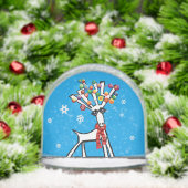 Reindeer with Christmas lights in the snow Sneeuwbol (Kerstmis)