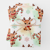 Reindeer Wrapping Paper Flat Sheet Set of 3 (In situ)