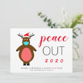 Reindeermaskervrede uit 2020 grappige kerst feestdagenkaart (Staand voorkant)
