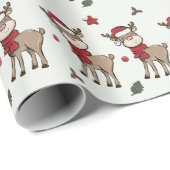 Reindeerpapier en roodbruin omslagpapier cadeaupapier (Rol Hoek)