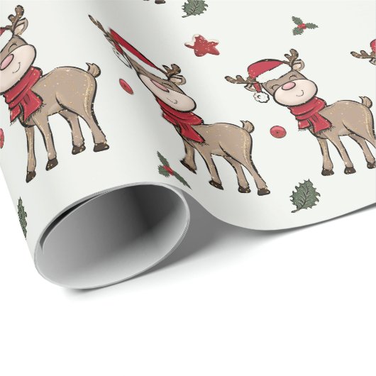 Reindeerpapier en roodbruin omslagpapier cadeaupapier (Rol Hoek)