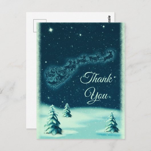 Reindeers Pulling Santa Claus Kerstmis bedankt Briefkaart (Voorkant / Achterkant)