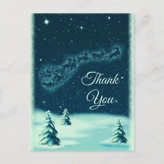 Reindeers Pulling Santa Claus Kerstmis bedankt Briefkaart (Voorkant)