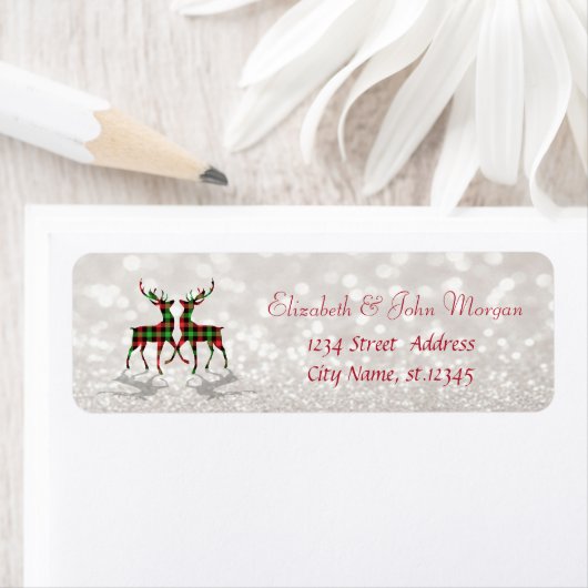 Reindees Buffalo Plaid Glittery Bokeh Étiquette (En situation)