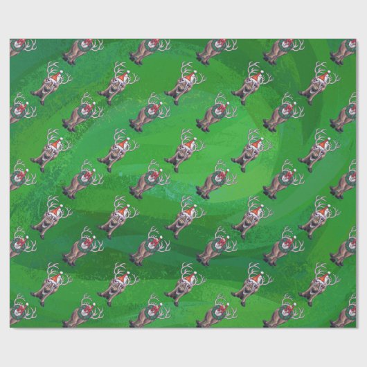 Reindekerst op groen cadeaupapier (Vlak)