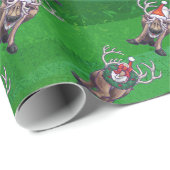 Reindekerst op groen cadeaupapier (Rol Hoek)