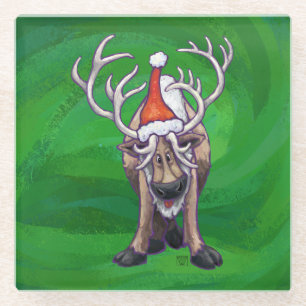 Reindekerst op groen glazen onderzetter